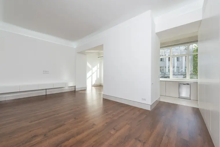 Contemporary hardwood flooring in an apartment