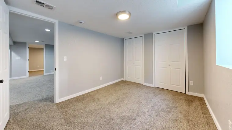Spacious carpet flooring in a closet